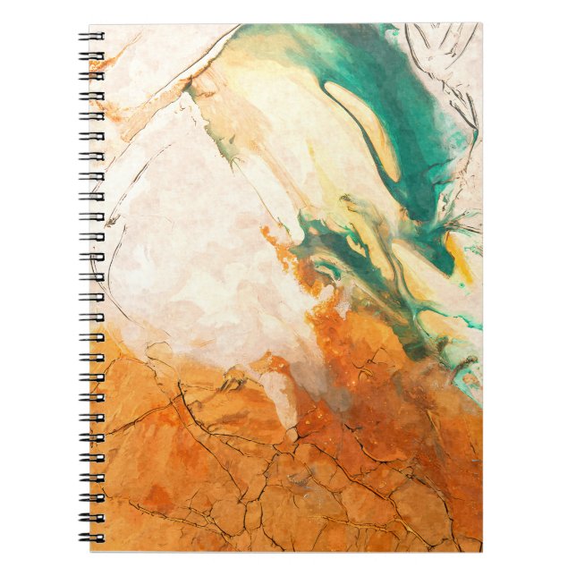 Desert Teal Marble Flow Abstract Notebook (Front)