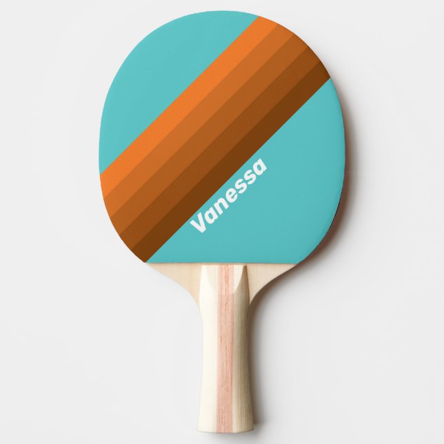 Desert Teal Stripes with Name Ping Pong Paddle (Front)