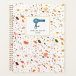 Desert Terrazzo Pattern Cosmetologist Salon Hair Planner<br><div class="desc">A  planner featuring terrazzo pattern with desert inspired colour scheme on front and back.  Front features blue blow dryer illustration with name and year.</div>