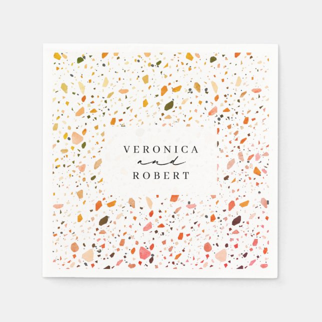 Desert Terrazzo Wedding Napkin (Front)