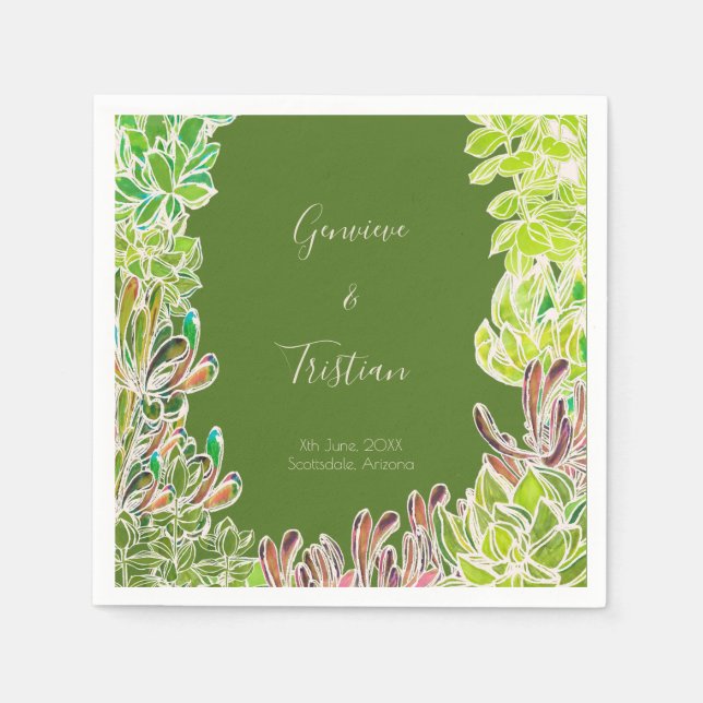 Desert Theme Wedding Reception Cocktail Napkins (Front)