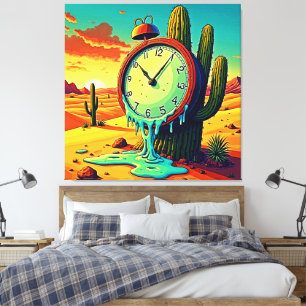 Desert Time Melts Away Clock Canvas Print