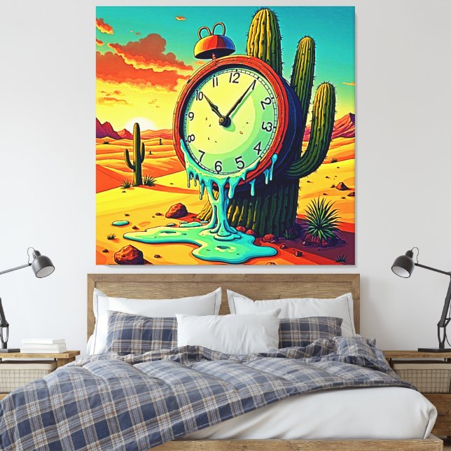 Desert Time Melts Away Clock Canvas Print (Insitu(Bedroom))