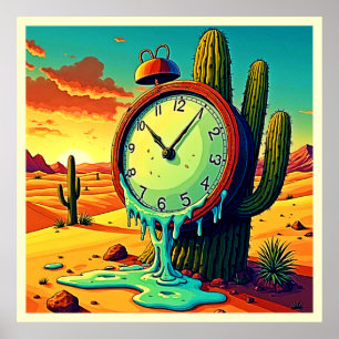 Desert Time Melts Away Clock Poster