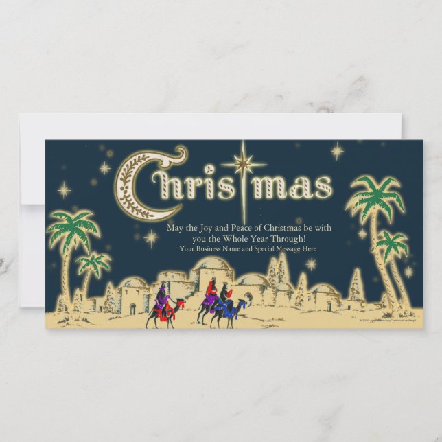 Desert Travelers Flat Christmas Greeting Card (Front)