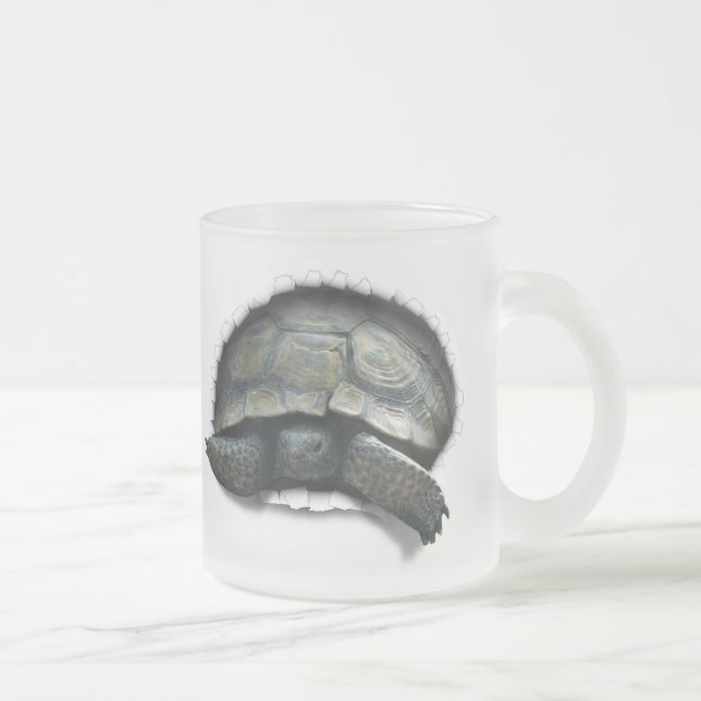 DESERT TURTLE,  COMING AT YA FROSTED GLASS COFFEE MUG (Right)