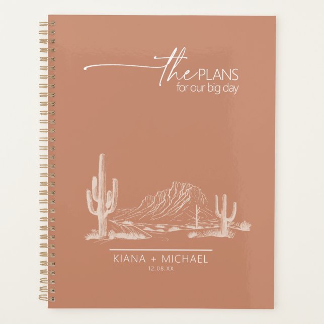 Desert Vibes Landscape Wedding Terra Cotta ID1019 Planner (Front)