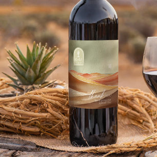 Desert Vibes Landscape Wedding Thank You ID1019 Wine Label