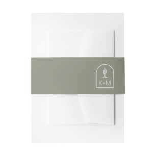 Desert Vibes Wedding Dark Sage Green ID1019 Invitation Belly Band