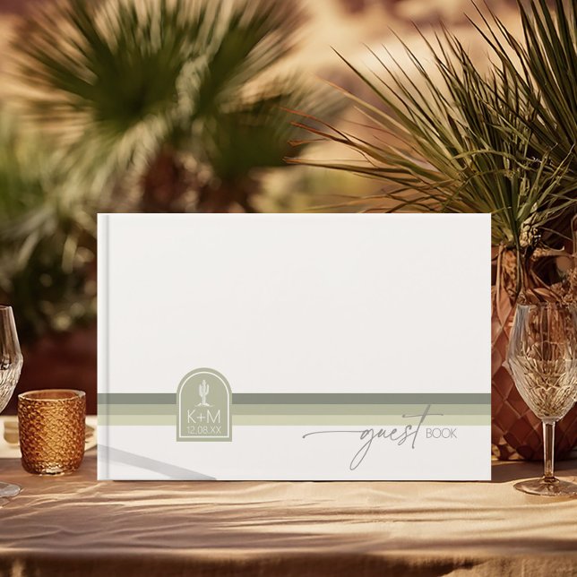 Desert Vibes Wedding Stripe Sage ID1019 Guest Book (Creator Uploaded)