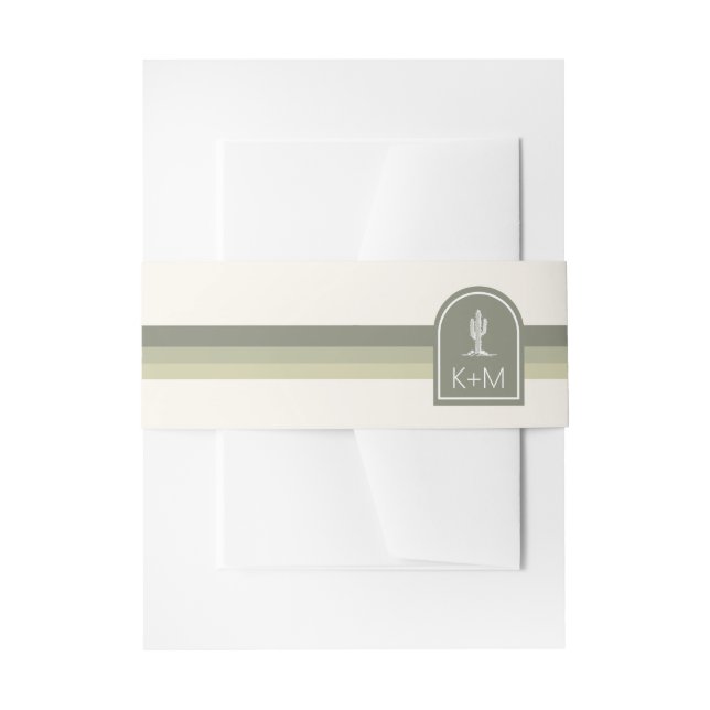 Desert Vibes Wedding Stripe Sage ID1019 Invitation Belly Band (Front Example)