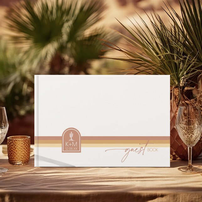 Desert Vibes Wedding Stripe Terra Cotta  ID1019 Guest Book (Creator Uploaded)