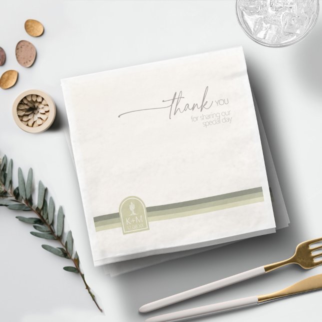 Desert Vibes Wedding Thank You Sage Ivory ID1019 Napkin (Creator Uploaded)