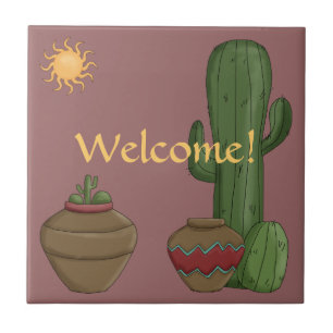 Desert Warm Welcome Greeting - American Southwest Tile