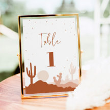 Desert Wedding Table Number Card