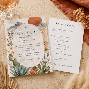 Desert Wedding Welcome Card Weekend Events