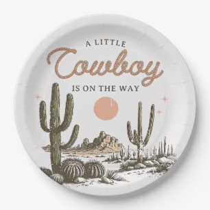 Desert Western Cowboy Baby Shower Paper Plates