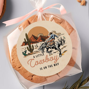 Desert Western Cowboy Baby Shower Sticker