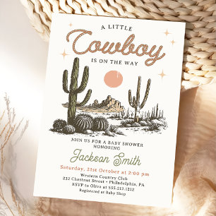 Desert Western Cowboy Boy Baby Shower Invitation 