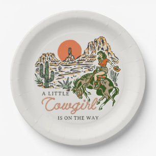 Desert Western Cowgirl Baby Shower Paper Plates