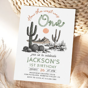 Desert Western Wild West 1st Birthday Invitation