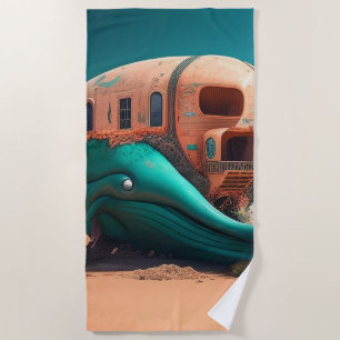 Desert whale house beach towel