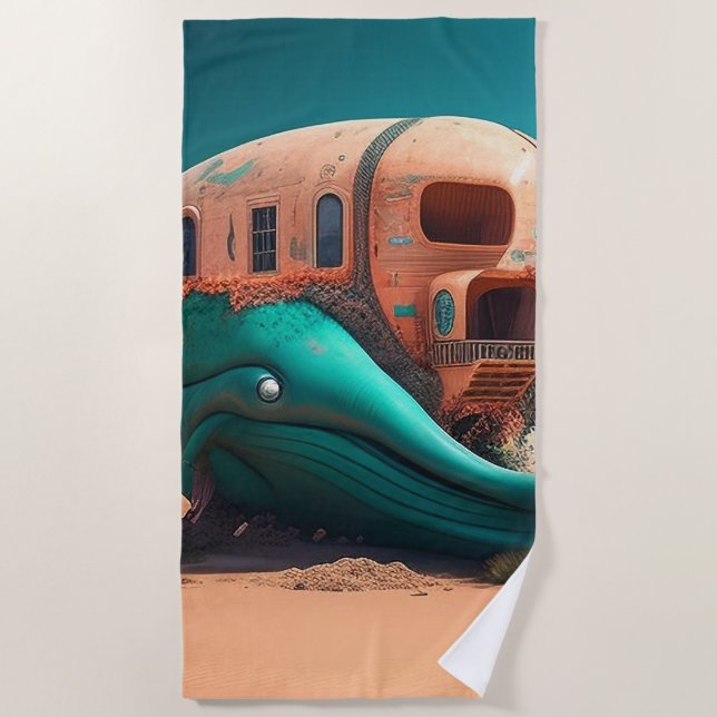Desert whale house beach towel (Front)