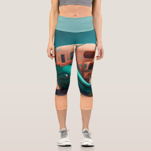 Desert whale house capri leggings