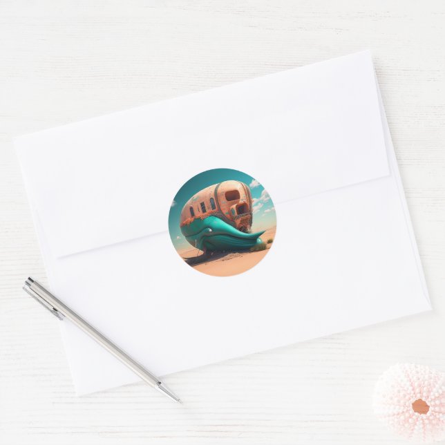 Desert whale house classic round sticker (Envelope)