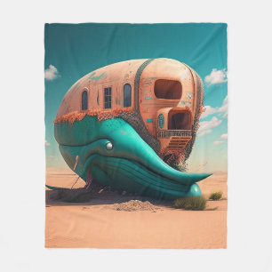 Desert whale house fleece blanket