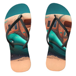 Desert whale house flip flops