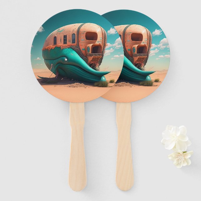 Desert whale house hand fan (Front and Back)