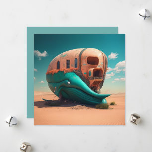 Desert whale house holiday card