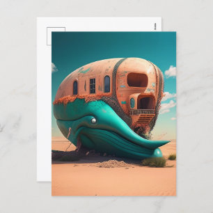 Desert whale house holiday postcard