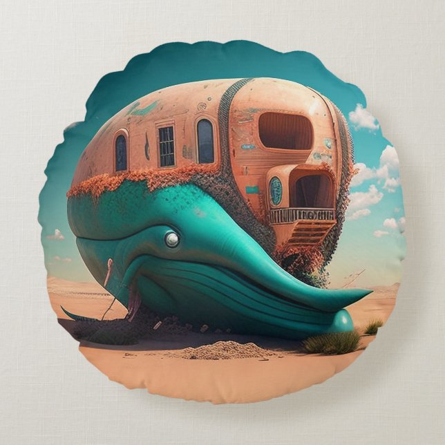 Desert Whale House Round Cushion (Front)