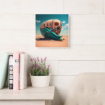 Desert whale house square wall clock<br><div class="desc">Desert whale house in 3d,  in the style of vibrant pop surrealism,  cyan and brown,  distinctive noses,  maritime scenes,  transportcore</div>