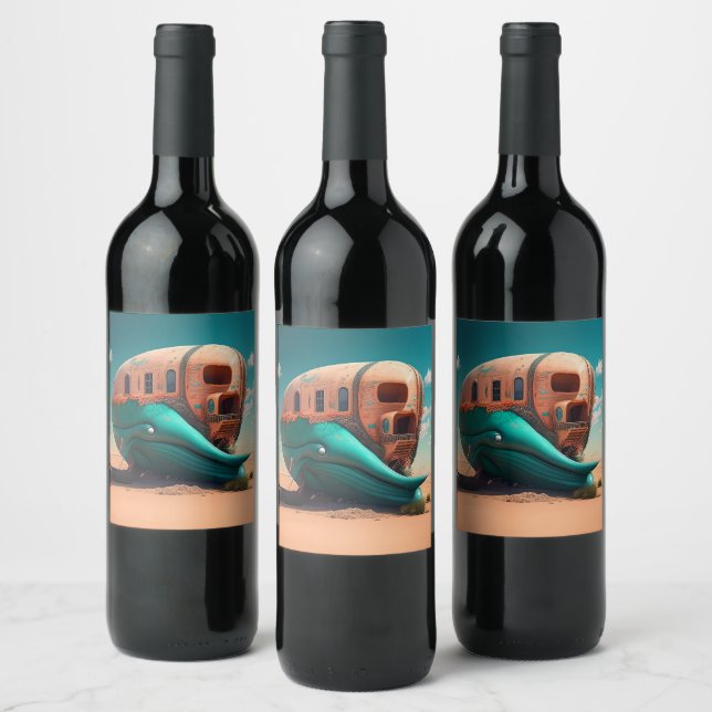 Desert whale house wine label (Bottles)