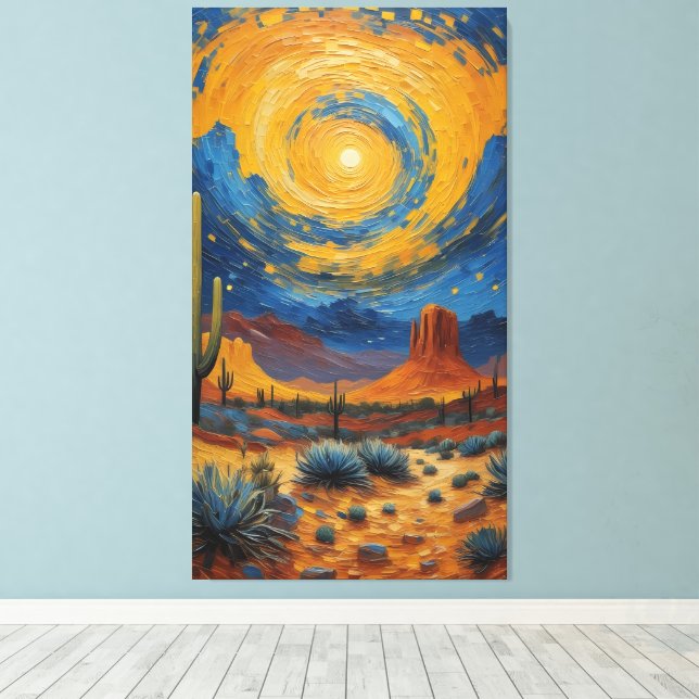 Desert Whirlwind: A Starry Night Over Monument  Canvas Print (Insitu(Wood Floor))