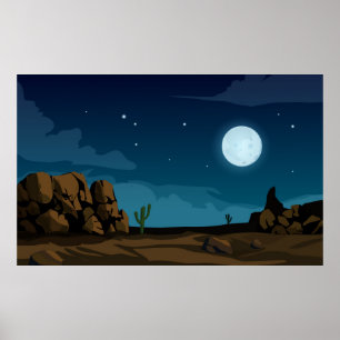 Desert with moon poster