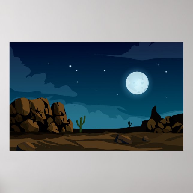 Desert with moon poster (Front)