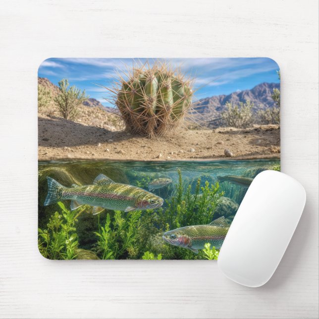 Desert with Subterranean Lake Scene Mouse Mat (With Mouse)