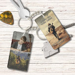 Deserted Harmony. The Music Will Follow Key Ring<br><div class="desc">Deserted Harmony Double Sided Keychain. On the front, a lone traveller strides down a cracked desert road with a guitar slung over his shoulder, embracing the solitude of the barren landscape. The caption "Where the road leads, the music will follow" captures the sense of isolation and the enduring spirit of...</div>