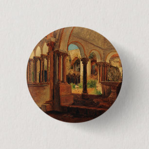 Deserted monastery yard 3 cm round badge