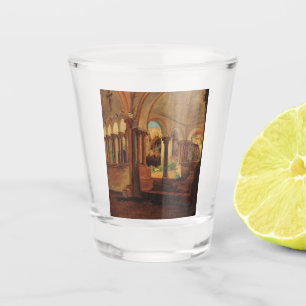 Deserted monastery yard shot glass
