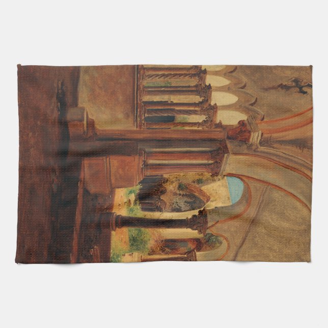 Deserted monastery yard tea towel (Horizontal)