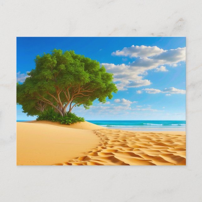 Deserted Tropical Island Sandy Beach  Postcard (Front)