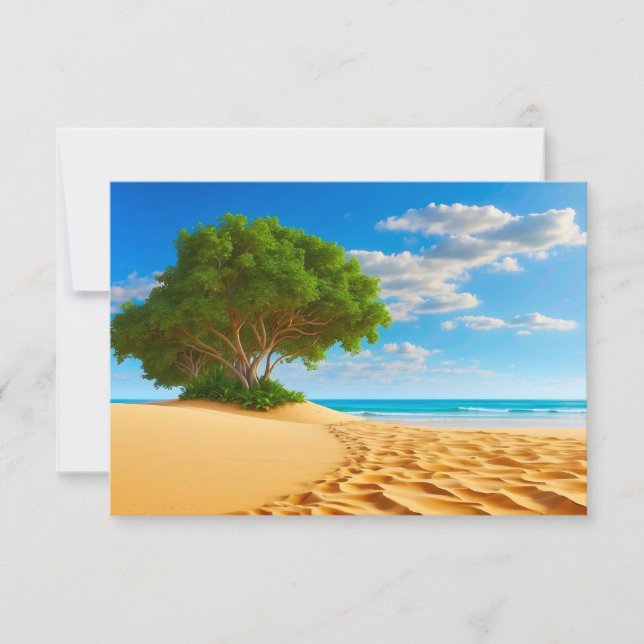 Deserted Tropical Island Sandy Beach  Thank You Card (Front)