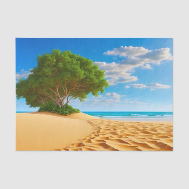 Deserted Tropical Island Sandy Beach  Tissue Paper (Front)