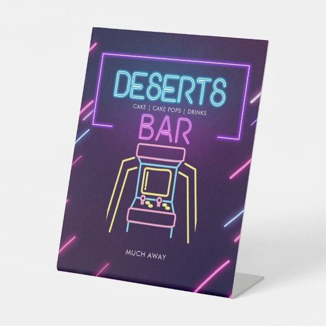 Deserts Bar Neon Arcade Video Games Birthday Sign (Front)