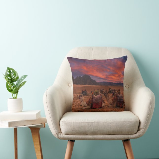 Deserts | Camels Sinai Mountains Egypt Cushion (Chair)
